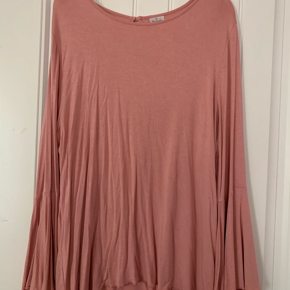Womens bell sleeve light pink shirt